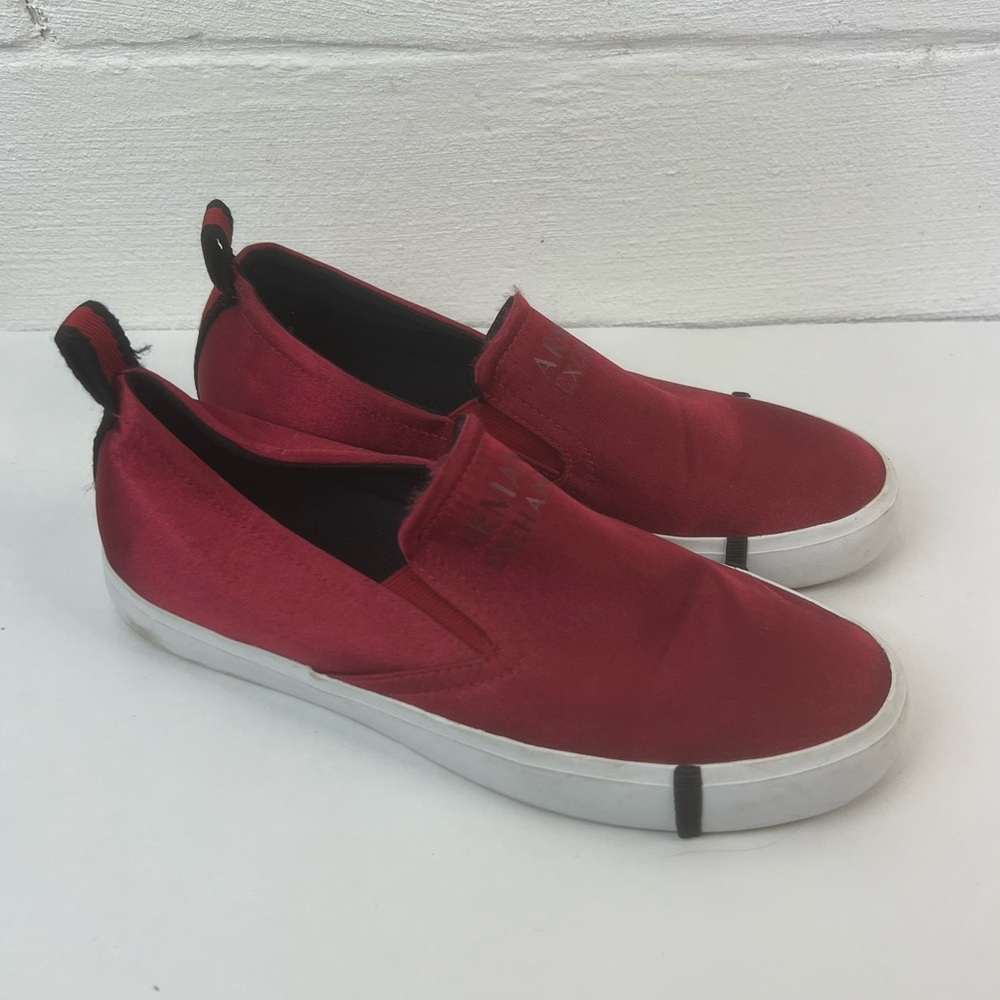 Armani Exchange Satin Slip-on Sneakers, 8
